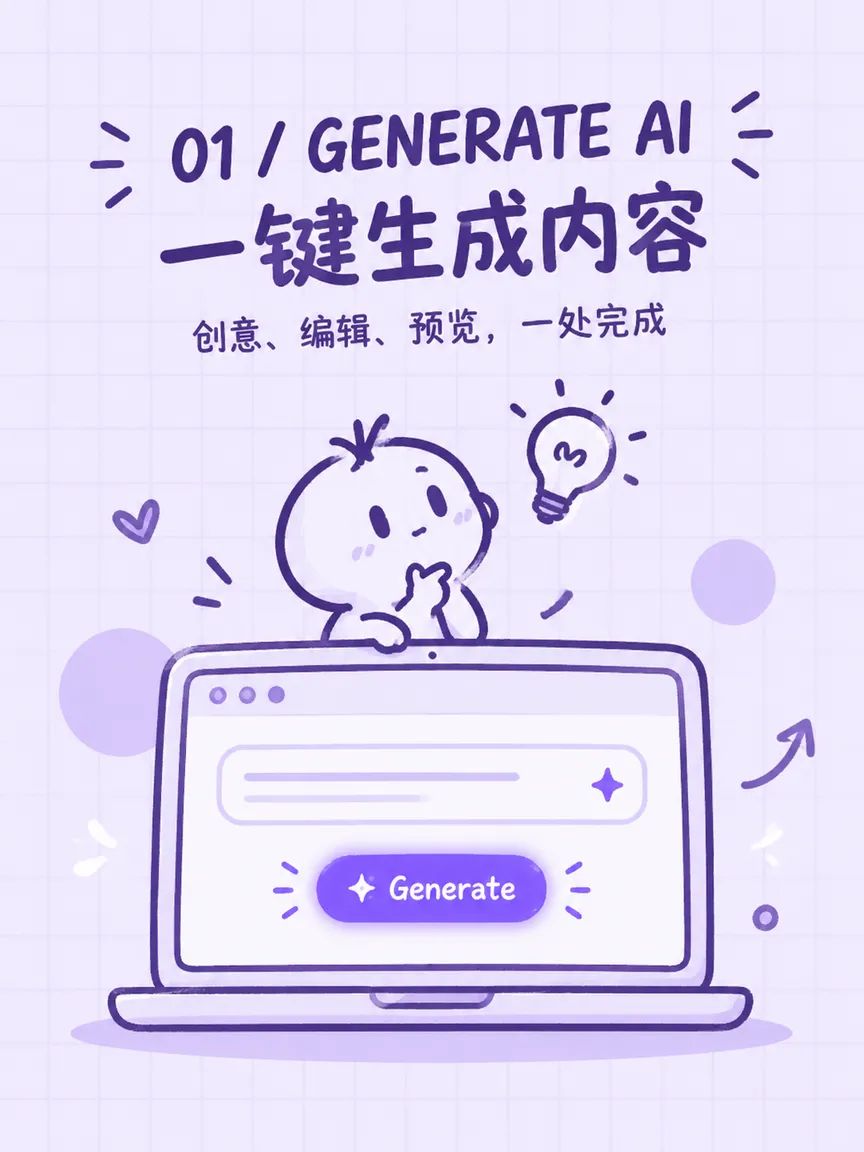 AI一键生成动画内容的简笔画插画