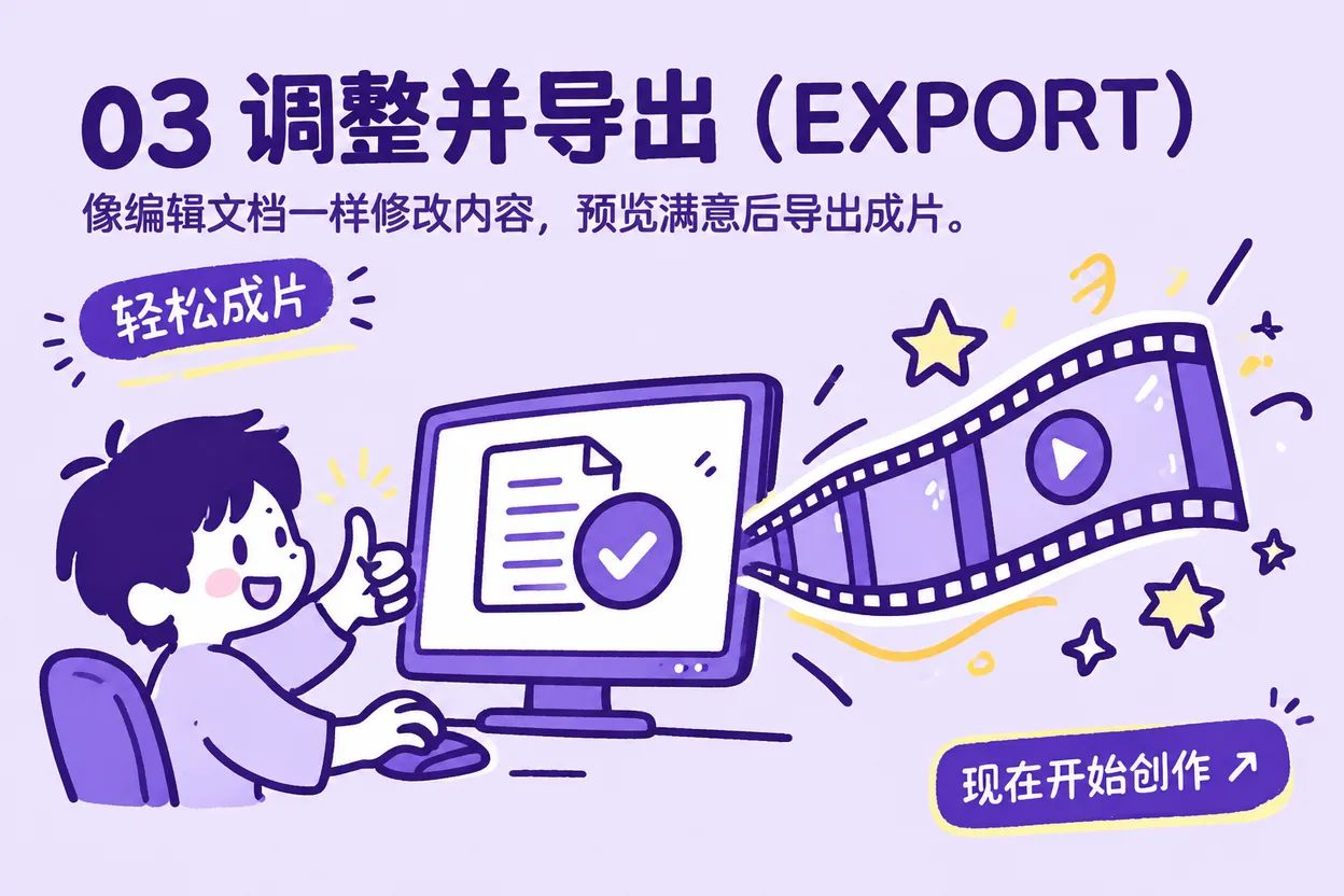 调整动画内容并导出视频成片