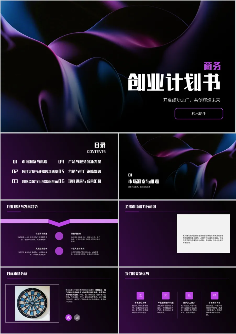 商务创业商业计划书 PPT 模板