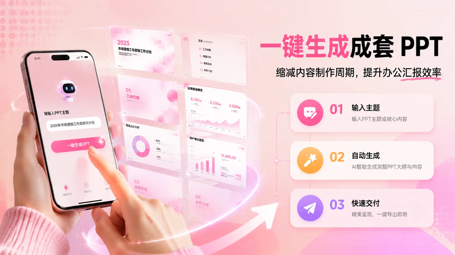 GammaPPT AI 输入主题、自动生成、快速交付的三步流程