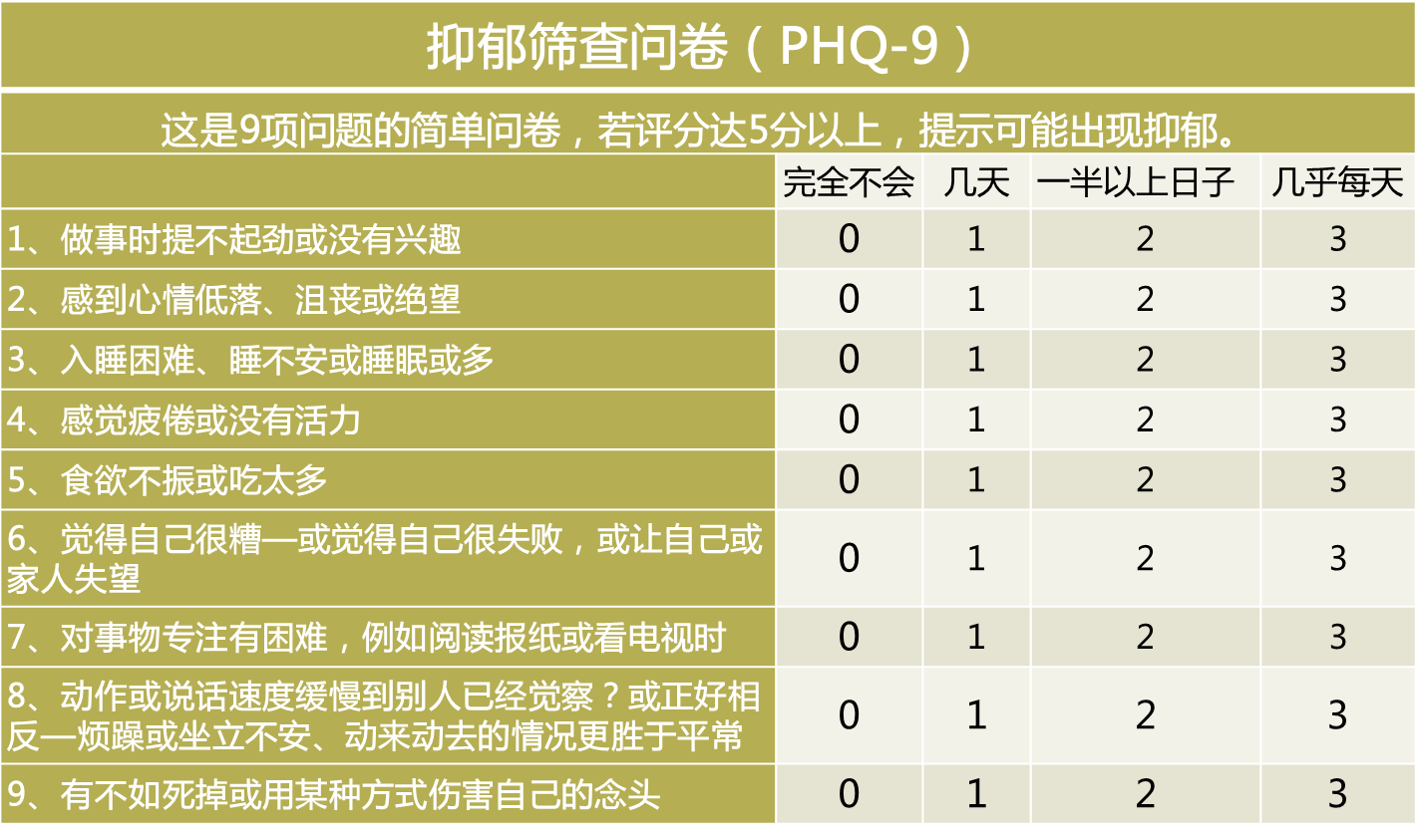 SCL-90九大核心因子维度